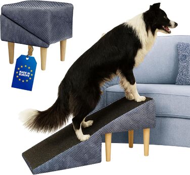 Сходи для собак Outentin – розкладні, з антиковзким покриттям, для маленьких та великих собак, до дивану та ліжка, стабільні та складні, дизайн меблів, висота 36 см, для дому та подорожей (Графіт)