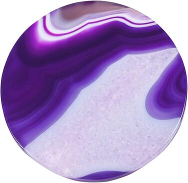 mookaitedecor Polished Natural Geode Agate Slices Coasters Set (2 Pieces), Decorative Stone Coasters for Glasses, Cups, Vases, Candles, Serving Plates Name Cards for Wedding (Purple-Round Shape)