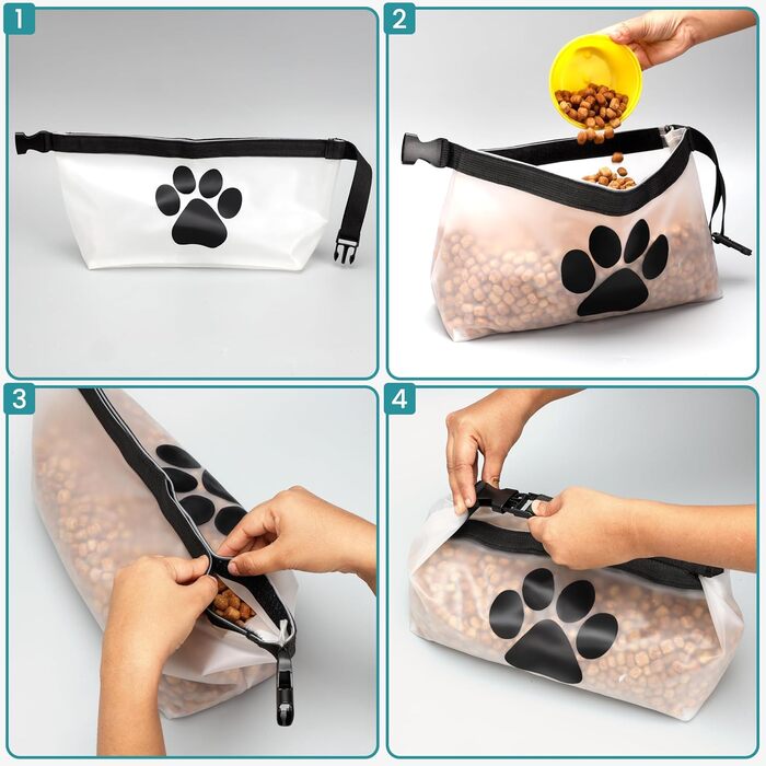 Набір мішечків для зберігання корму для собак BELLE VOUS (2 шт.) - сумка для корму, дорожній миска для собак, аксесуари для подорожей з собакою, складаний миска для корму та печива