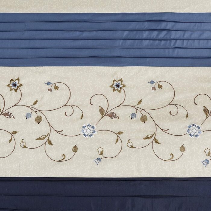 Штора для душу Madison Park Serene Flora, бавовна, вишивка, 72x72 см, колір Navy