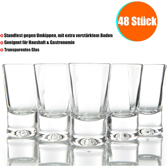 BigDean 48er Shot Glass Set - 2cl - robust + high-quality shot glasses made of glass - dishwasher-safe, food-grade - stable and prevents tipping