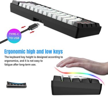 Бездротовий ігровий набір клавіатури та миші Snpurdiri 60% - Механічне відчуття, Ергономічний дизайн (Чорний/Білий)