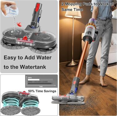 Електрична насадка для пилососа Dyson V7/V8/V10/V11/V15 Italdos з баком для води та 3 мікрофібровими серветками