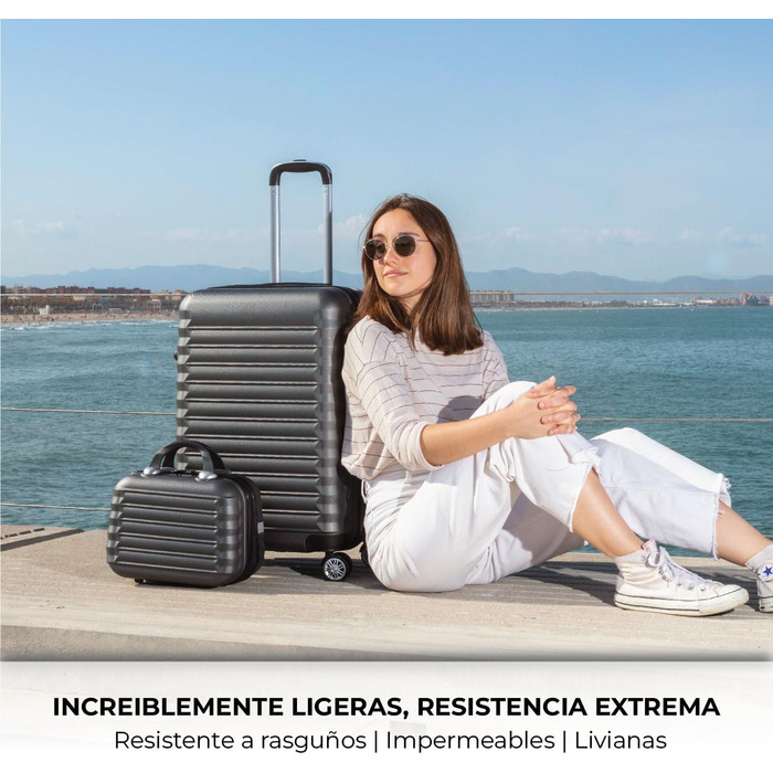 Набір валіз NUMADA 4 шт. (75см, 63см, 53см, культиватор), ABS, жорсткий, водостійкий, з коліщатами, з замком