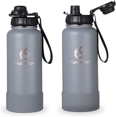 Термофляга Hydro2Go Edelstahl 950 мл з соломинкою - Ізольована, BPA-free, не протікає, 24 год холод/12 год гаряче, для спорту та активного відпочинку (срібляста)