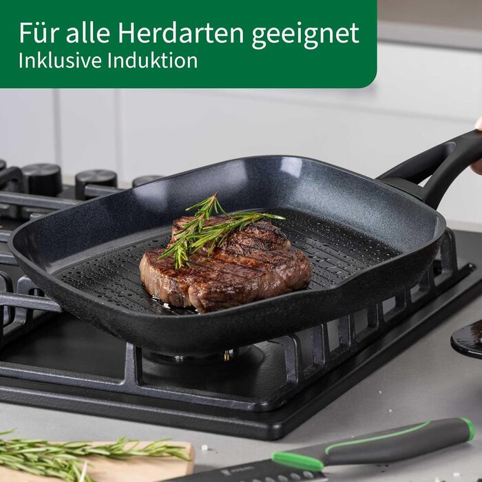 Grillpfання FACKELMANN Chefkoch Hamburg керамічна 28 см антипригарна з переробленого алюмінію, для всіх плит, підходить для духовки