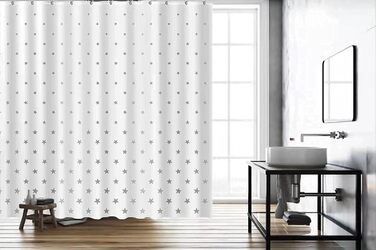 Штора для душу YOUNG DA текстильна біло-сіра з малюнком 