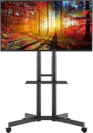 Підставка для телевізора BONTEC на колесах, регульована по висоті, для LCD LED OLED Plasma, 32-85 дюймів, до 60 кг, VESA 600x400 мм, чорний
