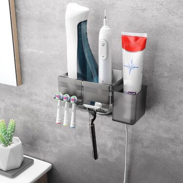 Тримач для електричної зубної щітки зі знімними насадками, нержавіюча сталь, настінний, без свердління