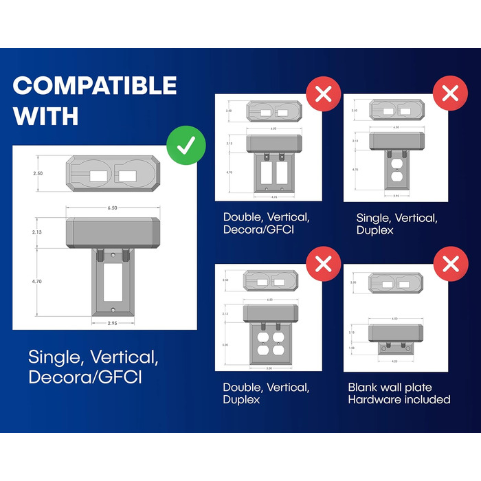 Electric Toothbrush Holder, Wall Mount, Oral-B, 2 Chargers, GFCI/Decora Single Standard Vertical