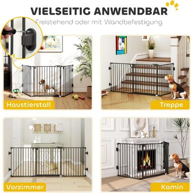 Захисне ґратка для собак PawHut - відбійник для дому, 3 панелі, чорний (202.5 x 76 см)