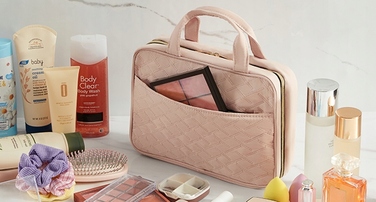 Жіноча косметичка для подорожей XXL, рожева, підвісна з гачком, 32x23x11 см