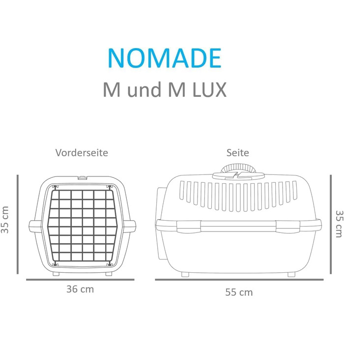 Транспортний бокс для котів та собак Nomade 2 - міцний бокс з поліпропілену, 55x36x35 см, до 8 кг