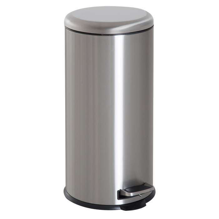 HOMCOM 30L Stainless Steel Pedal Bin with Inner Bucket, Flip Lid, Hygienic and Silver for Kitchen and Bathroom