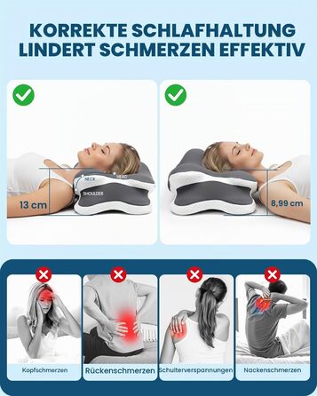 Охолоджуюча подушка для підтримки шиї з Memory Foam: ергономічна ортопедична подушка для сну на боці та спині