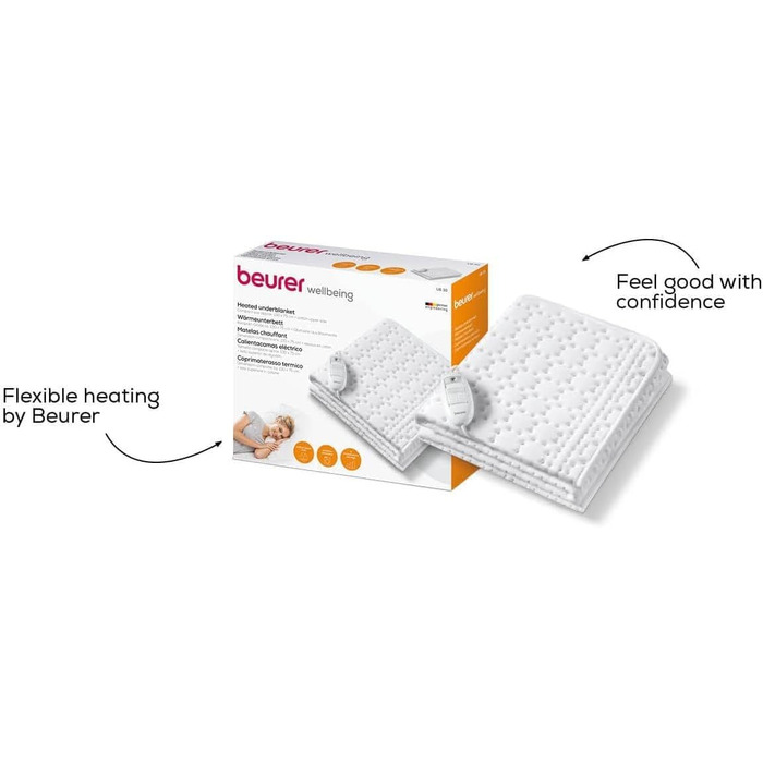 Електрична ковдра Beurer UB 74 з підігрівом, автоматичним вимкненням та захистом від перегріву. Розмір 200 x 100 см, 3 температурні режими, пральна, зональний підігрів