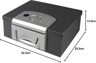 Сейф для документів HMF 1006-02 з електронним замком | 32,5 x 25,5 x 12,5 см | DIN A4 | Чорний