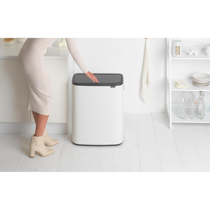 Відро для сміття Brabantia біле, 60 літрів, з одним внутрішнім відром