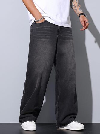 Чоловічі джинси Zewool Baggy Y2K чорні, широкі, вільні, стиль Hip Hop, розмір M