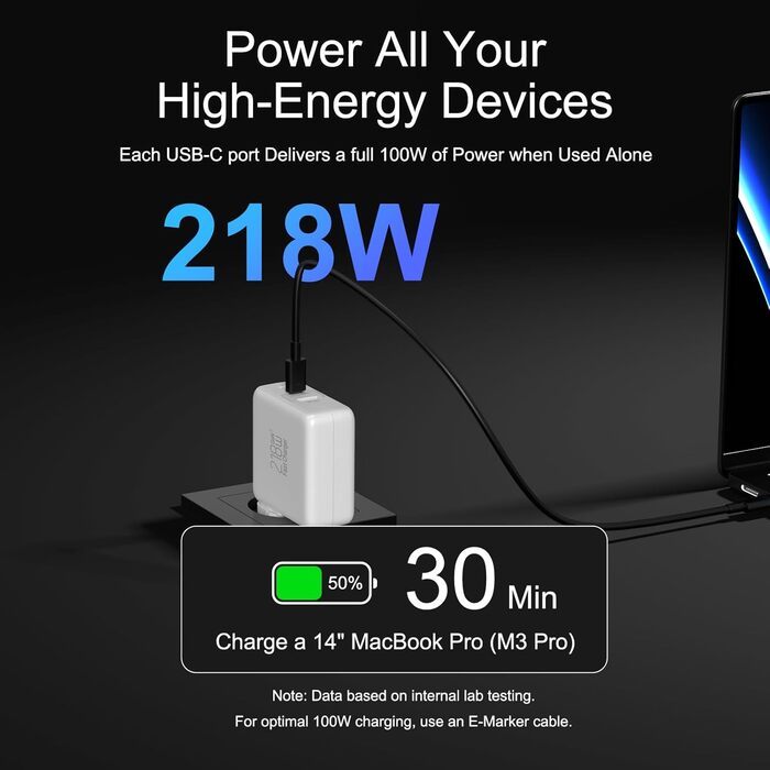 Зарядний пристрій USB 8 портів 100W з дисплеєм, швидка зарядка для iPhone 15/14/13/12/11 Pro Max, Samsung Galaxy S10/S9, Pixel 7/8 - білий