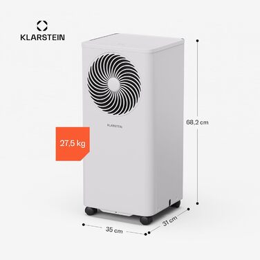 Klarstein Aero Ring Mobile Klimaanlage: мобільний кондиціонер 9000 BTU з функцією охолодження, осушення та вентиляції, керування через додаток та голосове управління, для приміщень до 31 м², енергоефективність A, R290, легкі ролики