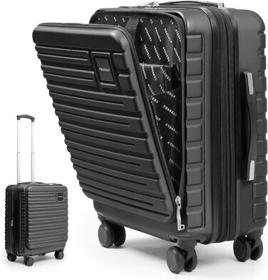 Чемодан Travely з полікарбонату, 77 см, XL, 100 л - міцний валіза з TSA замком та відділом для ноутбука (55x40x23 см), колір: чорний