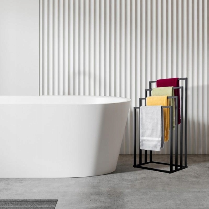 Підлоговий вішак-стійка для рушників у ванну кімнату, чорний, стиль лофт, YOKA