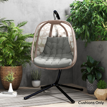Подушка для сидіння Outsunny, 120x100 см подушка для стільця зі спинкою, 8 см товщиною м'яка підкладка, водовідштовхуюча подушка для сидіння для гойдалок та підвісних крісел, сірого кольору | Aosom