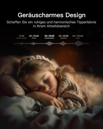 Inateck Бездротовий Комплект Клавіатури та Миші з Підсвічуванням, QWERTZ, з Підтримкою Bluetooth, з Підкладкою під Руку, для Mac, Windows, Laptop, PC, Smart TV, KB06006