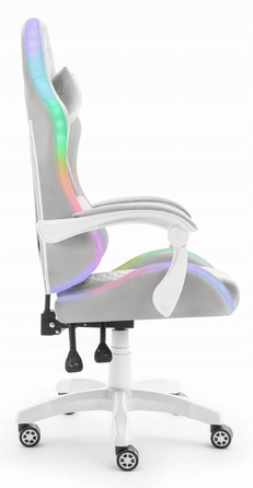 Ігрове крісло Hell's Chair HC-1000, сіра тканина, LED RGB, з подушками