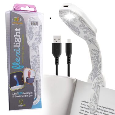 Flexilight LED ліхтарик для читання з кліпсою та зарядкою 2-в-1 | Лампочка-закладка для книг | Дитячий та дорослий ліхтар для читання | Аксесуари для книг | Подарунок для книголюбів (Лінивець, новий)