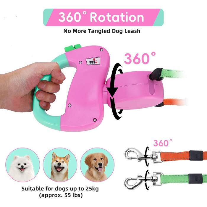 Автоматична собача леєнка Makife Dual Doggie - 3м, для малих та середніх собак, з мішком для екскрементів (15 шт.)