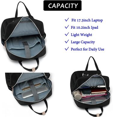 Рюкзак FUXINGYAO для жінок з відділенням для ноутбука 15,6 дюймів, антикрадійний, чорний, 23L