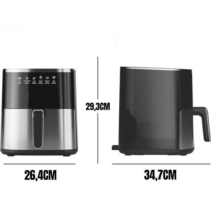 Фритюрниця повітряна HEINRICHS 9 літрів XXL, 10-в-1, LED-дисплей, 1800W, для здорового харчування