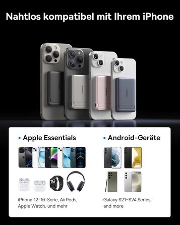 Power Bank Baseus Mini MagSafe 5000mAh з MagSafe, PD 20W, Qi2, сірий колір