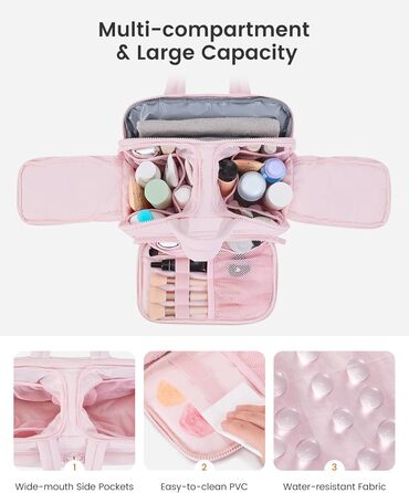 LOVEVOOK Косметичка для жінок велика, легка, для подорожей, з відділенням для мокрого, водонепроникна, з ручкою, блакитна