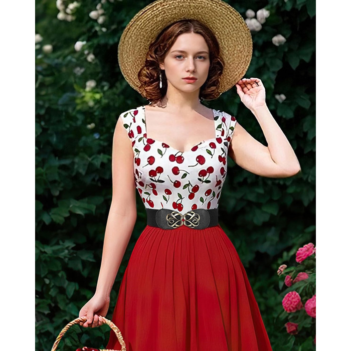 Жіночий широкий еластичний пояс JasGood (4 шт) - чорний, коричневий, срібний, червоний - для талії 71-87 см та 103-117 см