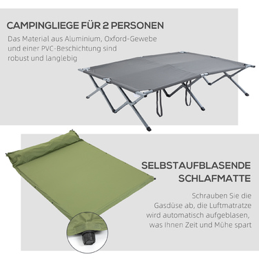 Outsunny Camping Bed Dome Tent 2 Person Air Mattress Grey 200x146x159cm | Aosom