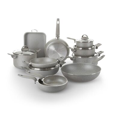 Набір каструль KASANOVA для традиційних плит, антипригарне покриття, набір посуду, здорове, швидке та рівномірне приготування їжі. Виготовлено в Італії (16 частин)