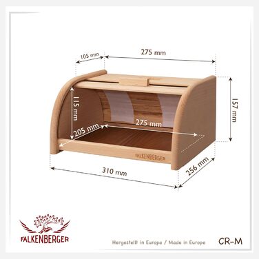 Бротоксина з бука, 32x25x16 см, з роликовим кришкою, ручна робота, натуральне дерево