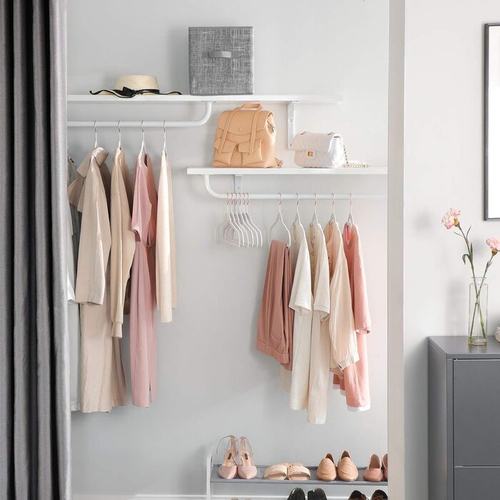 Плечики SONGMICS для одягу, 20 шт., для сорочок, жакети, костюмів, 41.5 см, обертовий гачок, білий, рожеве золото