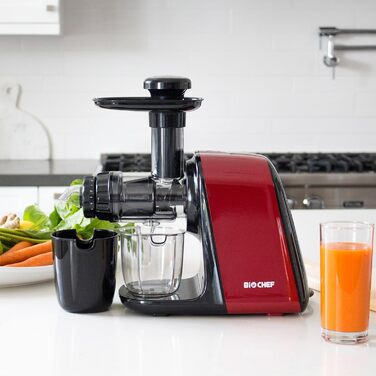 Соковижималка BioChef Axis Compact горизонтальна, 150 Вт, 80 об/хв, для пшениці та листової зелені, червона
