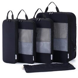 Набір для організації багажу Narwey (5 шт.) - компресійні куби для подорожей, чорний