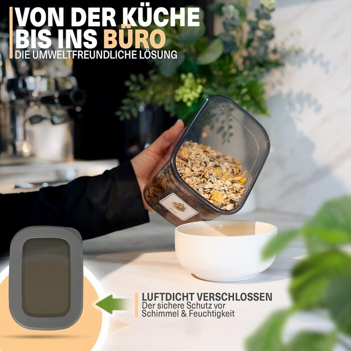 Набір контейнерів для зберігання продуктів з кришкою (12 шт.) – герметичні, кутові, BPA-free. Ідеально для борошна, мюслі, цукру. Органайзери для кухні