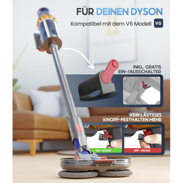 Насадка для миття підлоги Dyson / Gen5, аксесуар Dyson, електричний миючий набір з баком для води, резервуар для води та 8 змінних ганчірок (V6)