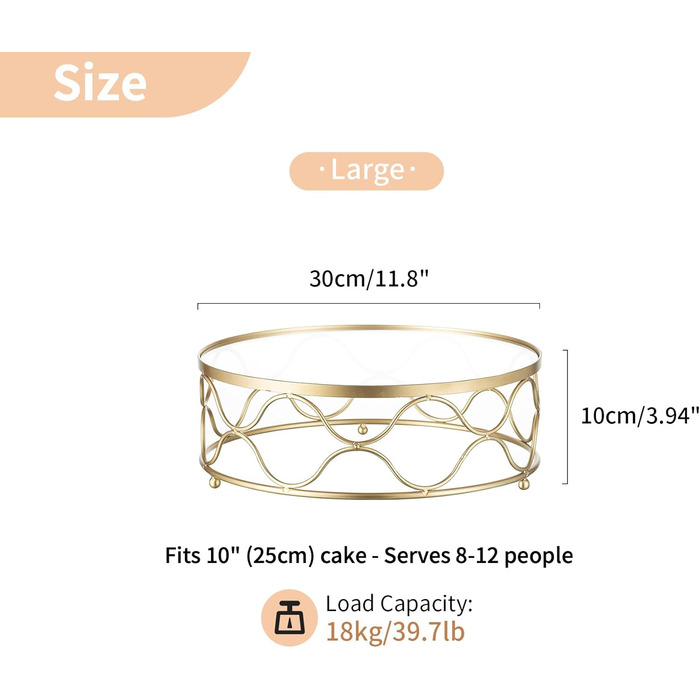 Золотий підставка для тортів NUPTIO: кругла, 30 см, для вечірок, днів народжень, хрестин, святкування