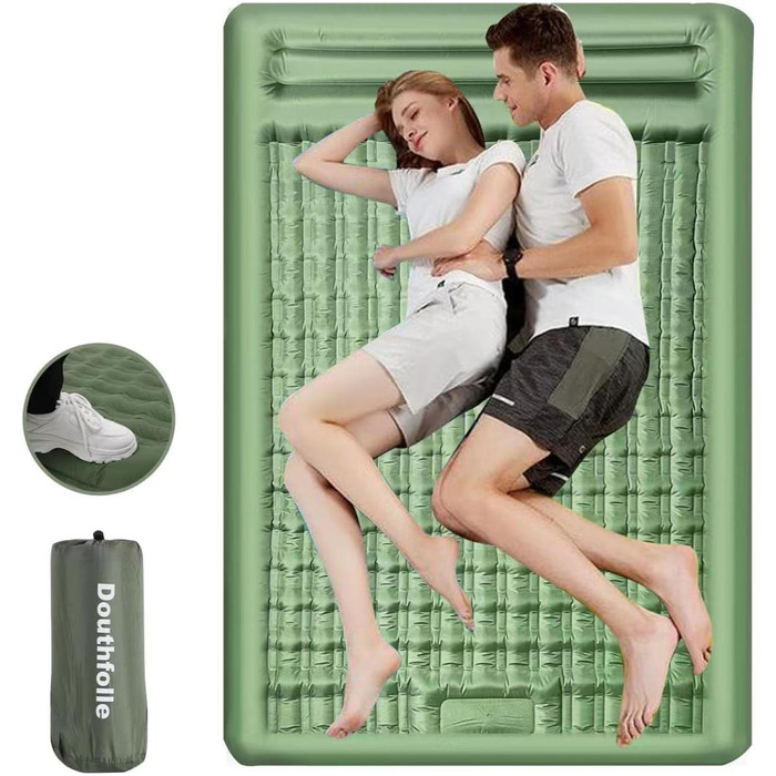 Douthfolle Twin XL Camping Sleeping Pad - 12cm Thick Inflatable Sleeping Mat with Foot Pump - Waterproof & Outdoor