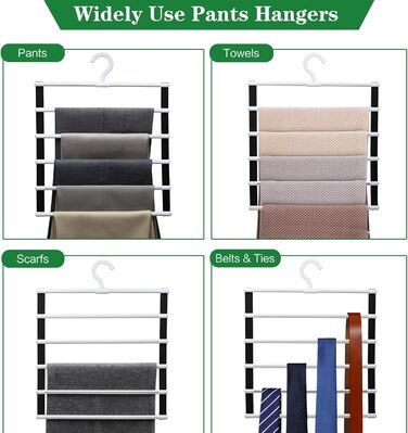 Closet Organizers and Storage, 2 Pack, Pant Hangers, Space-Saving Closet Organizer System, Aluminum Alloy, Closet Organization and Storage, for Jeans, Pants, Scarves, Clothes Hangers for