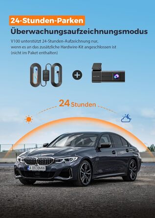 Відеореєстратор Veement Dashcam Auto Vorne 2.5K з WiFi, 1440P, 32GB SD, ParkWatch, Нічне Бачення, G-Sensor, Loop, APP, Чорний