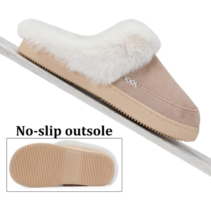 Тапочки жіночі NineCiFun, меморі-піна, теплі, з антиковзкою підошвою, для дому та вулиці, сірі (світло-сірі), 40/41.5 EU, хакі